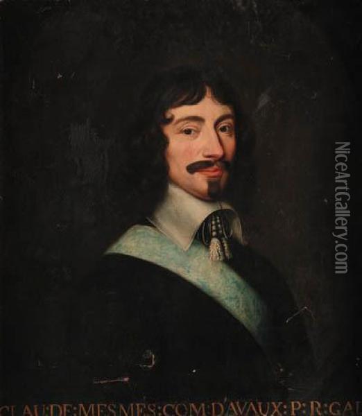 Portrait Of Claude De Mesmes, 
Compt D'avaux, Half-length, In Blackcostume With A Lawn Collar Oil Painting - Philippe de Champaigne