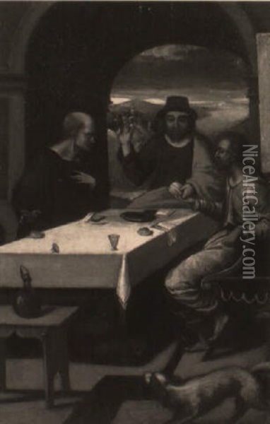 The Supper At Emmaus Oil Painting - Bernaert (Barend) van Orley