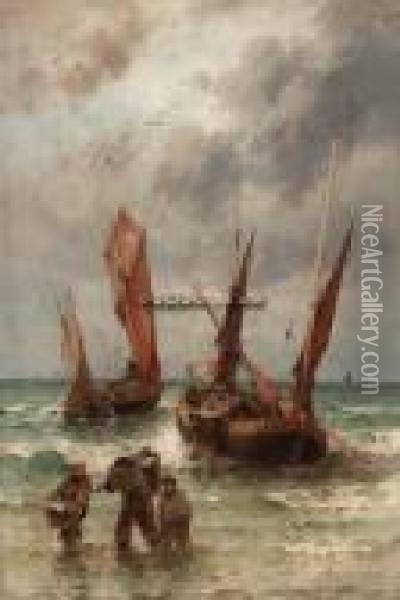 Fiskerne Vender Hjem Oil Painting - Theodor Alexander Weber