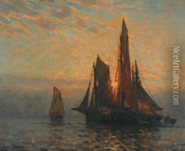 Evening Calm Oil Painting - Paul C.F. Jobert