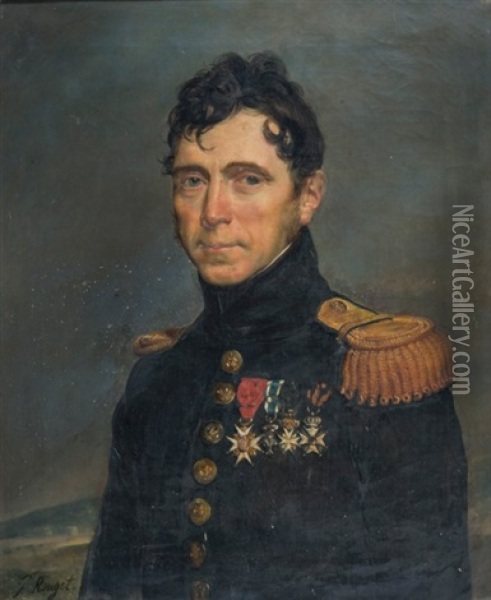 Portrait D'un Officier Superieur, Lieutenant Colonel D'infanterie De L'armee Royale Apres 1815 Oil Painting - Georges Rouget