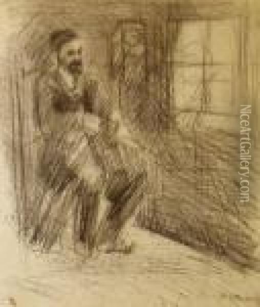 A Jewish Man In A Room Oil Painting - Artur Markowicz