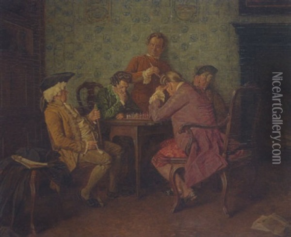 Schachpartie Oil Painting - Wilhelm Loewith