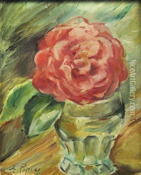 Red Flower Oil Painting - Elena Popea