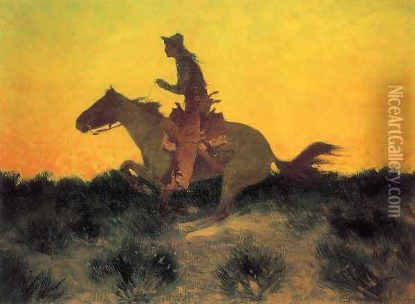 Against The Sunset Oil Painting - Frederic Remington