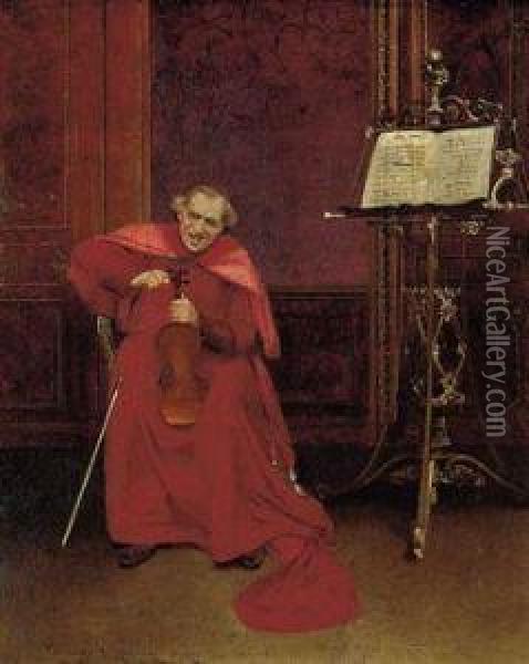 Violin Practice Oil Painting - Georges Croegaert