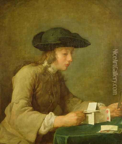 The House of Cards 2 Oil Painting - Jean-Baptiste-Simeon Chardin