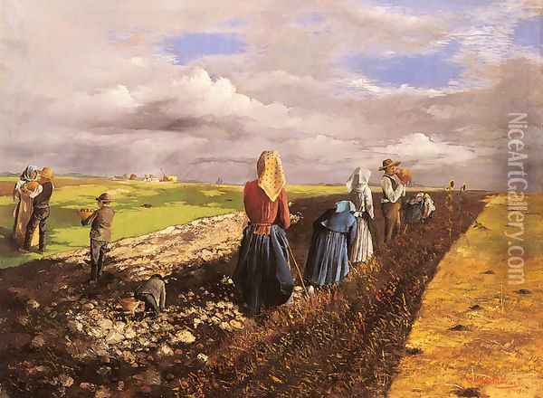 The Potato Harvest Oil Painting - Janos Pentelei-Molnar
