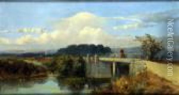 The Rustic Bridge Oil Painting - Edmund John Niemann, Snr.