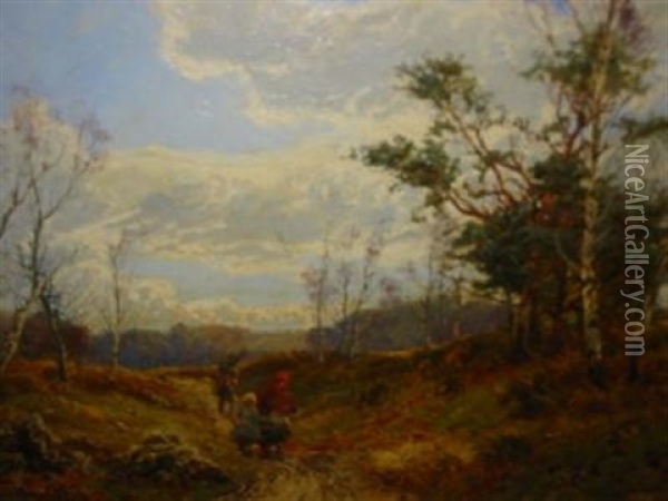 Autumnal Scene With Faggott Gatherers Oil Painting - William Manners