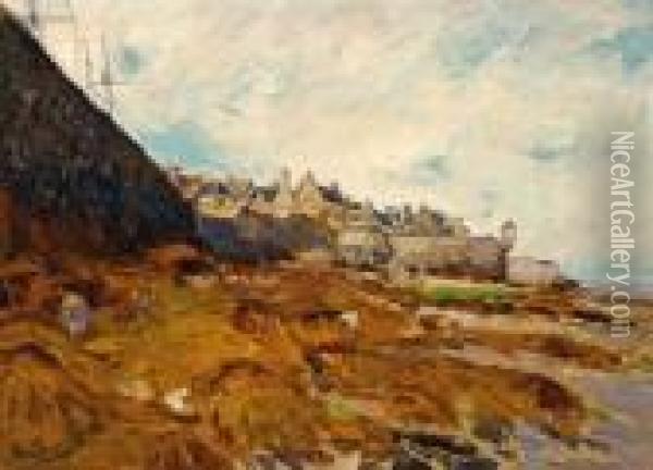The Coast Of Concarneau, Brittany Oil Painting - Hans Von Bartels