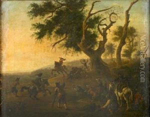 The Boar Hunt Oil Painting - Pieter Van Laer (BAMBOCCIO)