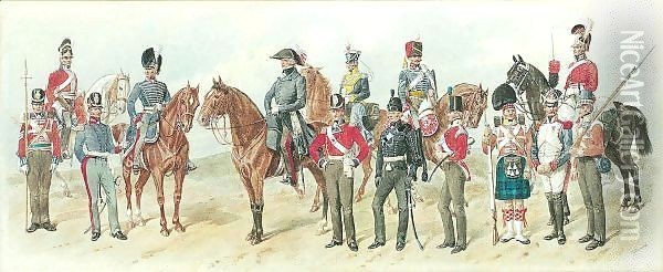 Types Of The British Army In The Waterloo Campaign Of 1815 Oil Painting - Richard Simkin