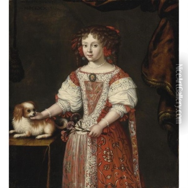 Portrait Of A Girl With Her Dog Oil Painting - Pier Francesco Cittadini