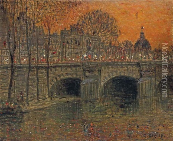 Le Pont Neuf Oil Painting - Marie Gabriel Biessy
