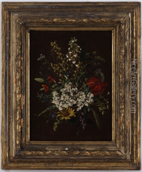 Bouquets De Fleurs (pair) Oil Painting - Franz Anton Feilhammer