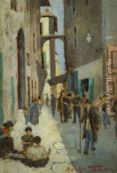 Scorcio Di Paese Oil Painting - Adolfo Tommasi