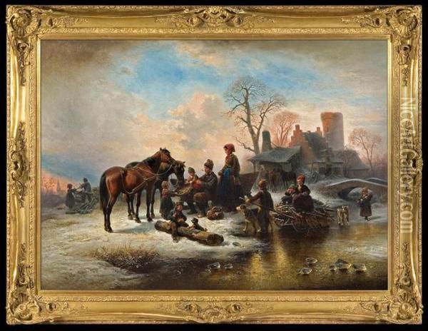 Before Winter Cottage Oil Painting - Wilhelm Alexander Meyerheim