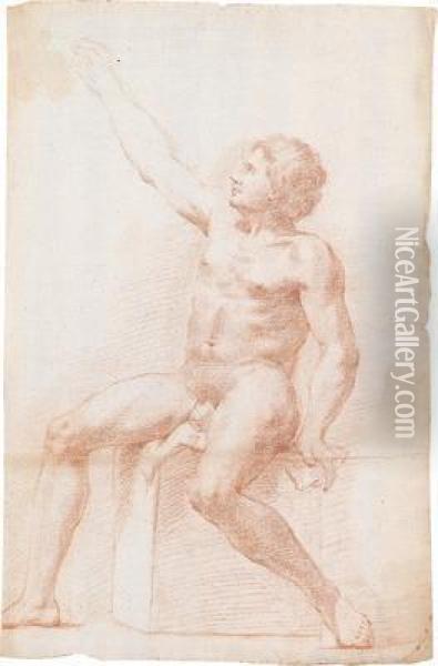 A Study Of A Male Nude Oil Painting - Baldassarre Franceschini