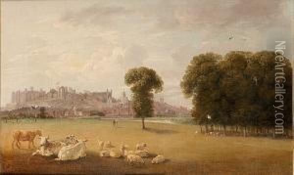 A View Of Windsor Castle Oil Painting - Edmund Bristow