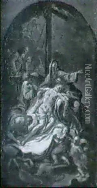 Beweinung Christi Unter Dem Kreuz Oil Painting - Carlo Innocenzo Carlone