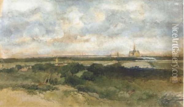A Panoramic View Of Haarlem From The Dunes Oil Painting - Jan Hendrik Weissenbruch