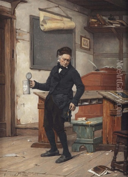 The Clumsy Professor Oil Painting - Gerard Jozef Portielje