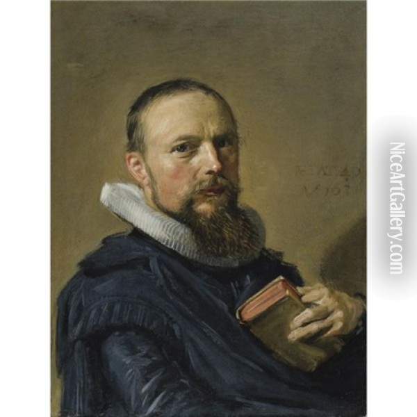 Portrait Of Samuel Ampzing Oil Painting - Frans Hals