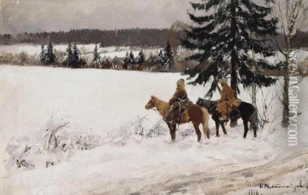 Cossacks On Reconnaissance Oil Painting - Ivan Alexeievitch Vladimirov