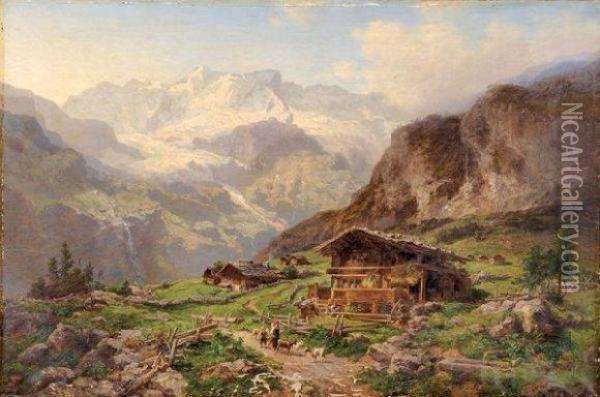 Gimmelwald Et La Jungfrau Oil Painting - Joseph Niklaus Butler