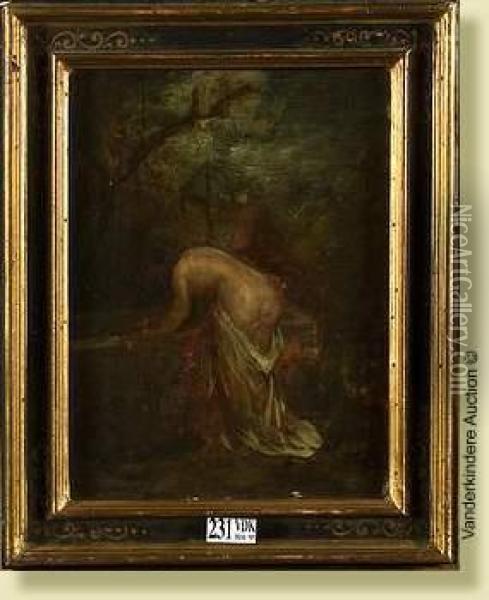 Femme Nue A La Fontaine Oil Painting - Narcisse-Virgile D Az De La Pena