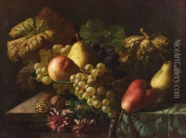 Ornate Still Life With Fruit Oil Painting - Luis Melendez