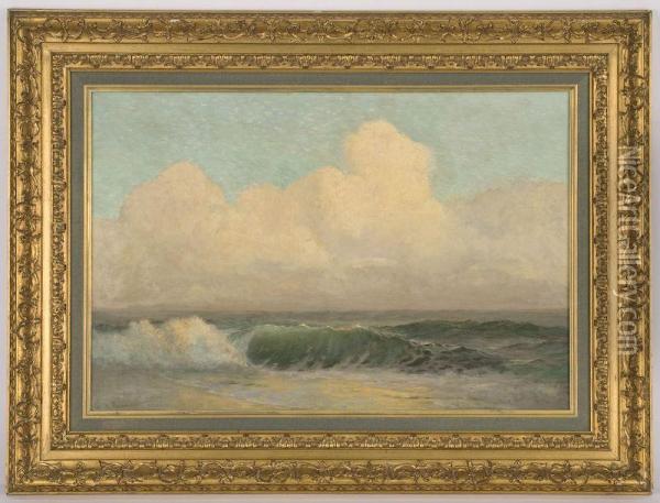 Depicting A Seascape With Breaking Waves Oil Painting - David John Gue