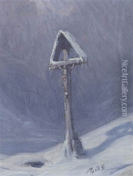 Wegkreuz Im Winter Oil Painting - Albert Henri John Gos