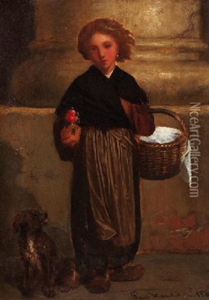 Junge Blumenverkauferin Oil Painting - Paul Hagelstein