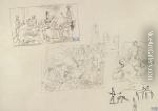 Compositions Oil Painting - Jules Pascin
