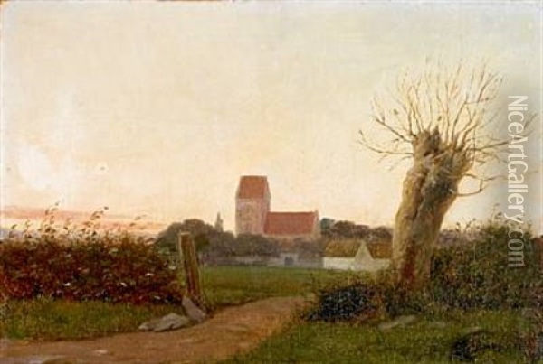 Landscape In Evening Light Oil Painting - Laurits Andersen Ring