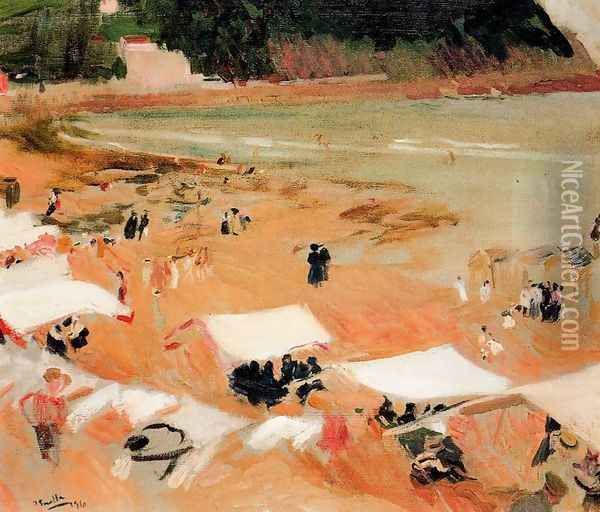 Beach of Zarauz Oil Painting - Joaquin Sorolla Y Bastida