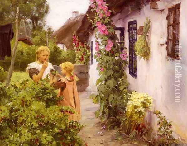 The Cottage Garden Oil Painting - Hans Anderson Brendekilde
