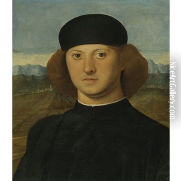 Portrait Of A Young Man,  Alvise De Franceschi (?) Oil Painting - Marco Basaiti