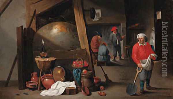 Peasants in a tavern Oil Painting - Cornelis Mahu
