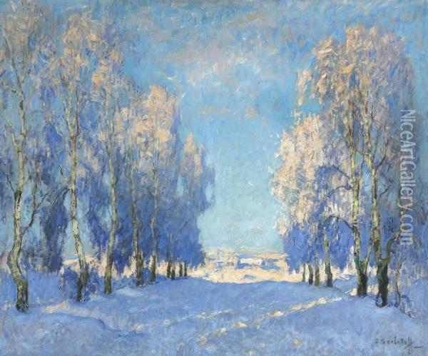 A Winter's Day Oil Painting - Konstantin Ivanovich Gorbatov