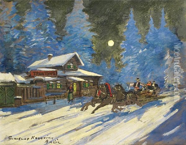 A Winter Sledge Ride Oil Painting - Konstantin Alexeievitch Korovin