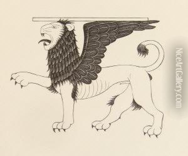 Lion And The Eagle Of Saint John Oil Painting - Eric Gill