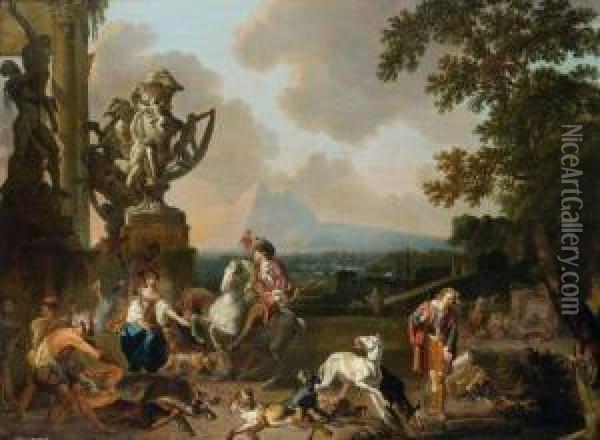 Un Retour De Chasse Oil Painting - Abraham Hondius
