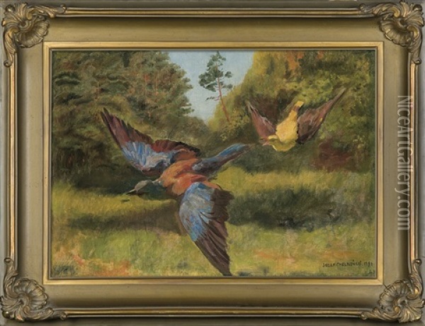 Birds Oil Painting - Josef Chelmonski