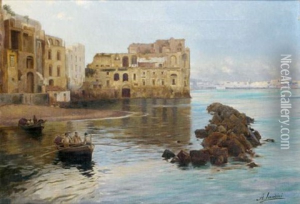 Barques Dans La Baie De Naples Oil Painting - Andrea Landini