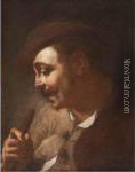 Man Holding Astaff Oil Painting - Giovanni Battista Piazzetta