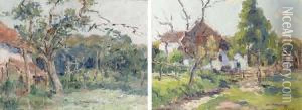 Landscape With Farmhouses Oil Painting - Jef De Pauw