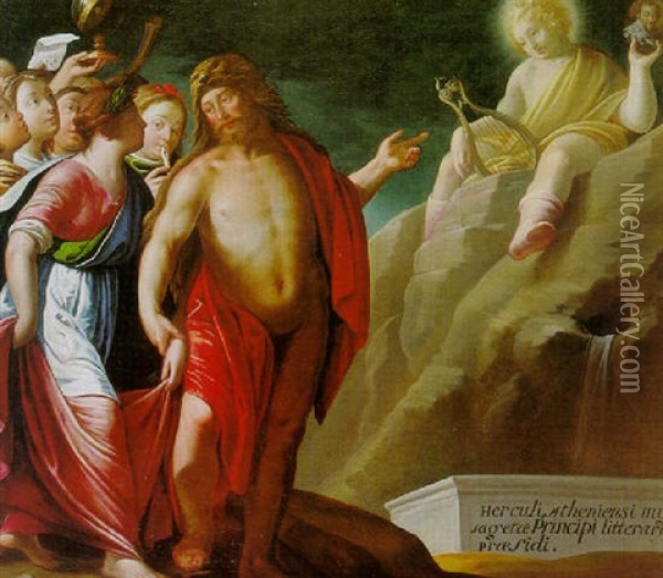 Hercule Conduisant Les Muses Vers Apollon Oil Painting - Isaac Moillon